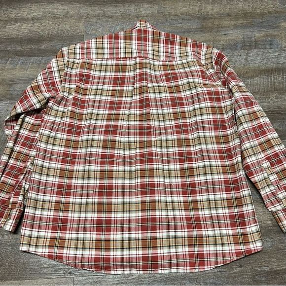 Cinch Shirt Men's Large Red Tan Plaid Long Sleeve Rodeo Western button up Miller - Picture 8 of 8